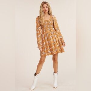 Pinkblush floral tie back long sleeve mini dress nwot
